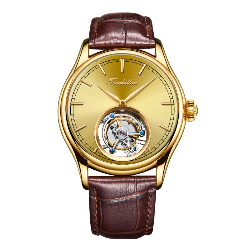 Montre Homme Original Brand Aesop 7005G Luxury Men Mechanical Watch Hollow Out Skeleton Tourbillon Watches