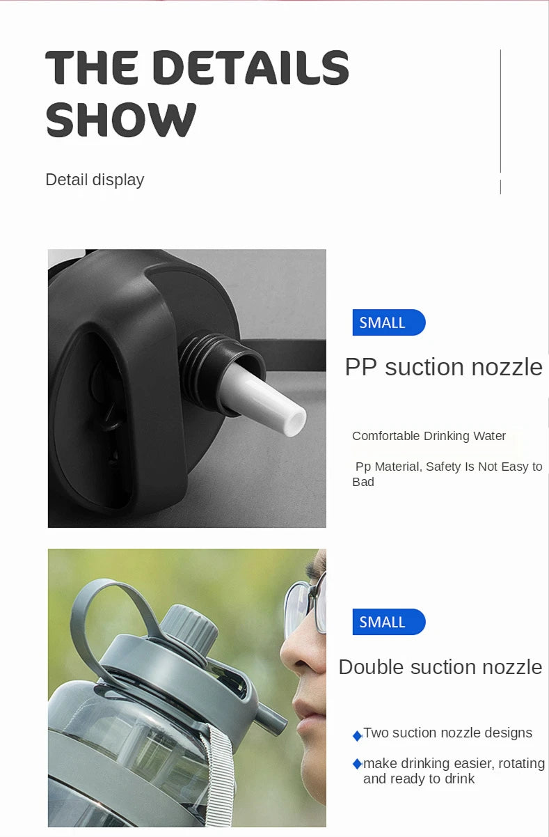 0.7-3L Sports Water Bottle Outdoor Portable Drink Bottle with Handle Drinking Utensils for Man Woman Large Capacity Water Cup