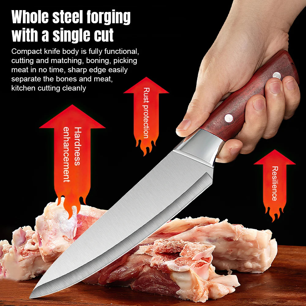 4pcs Hand Forged Butcher Knife Set-Kiritsuke Knives,Meat Cleaver Knife,Boning Knives,Butcher Knives 5Cr15MoV Steel Chef Knife