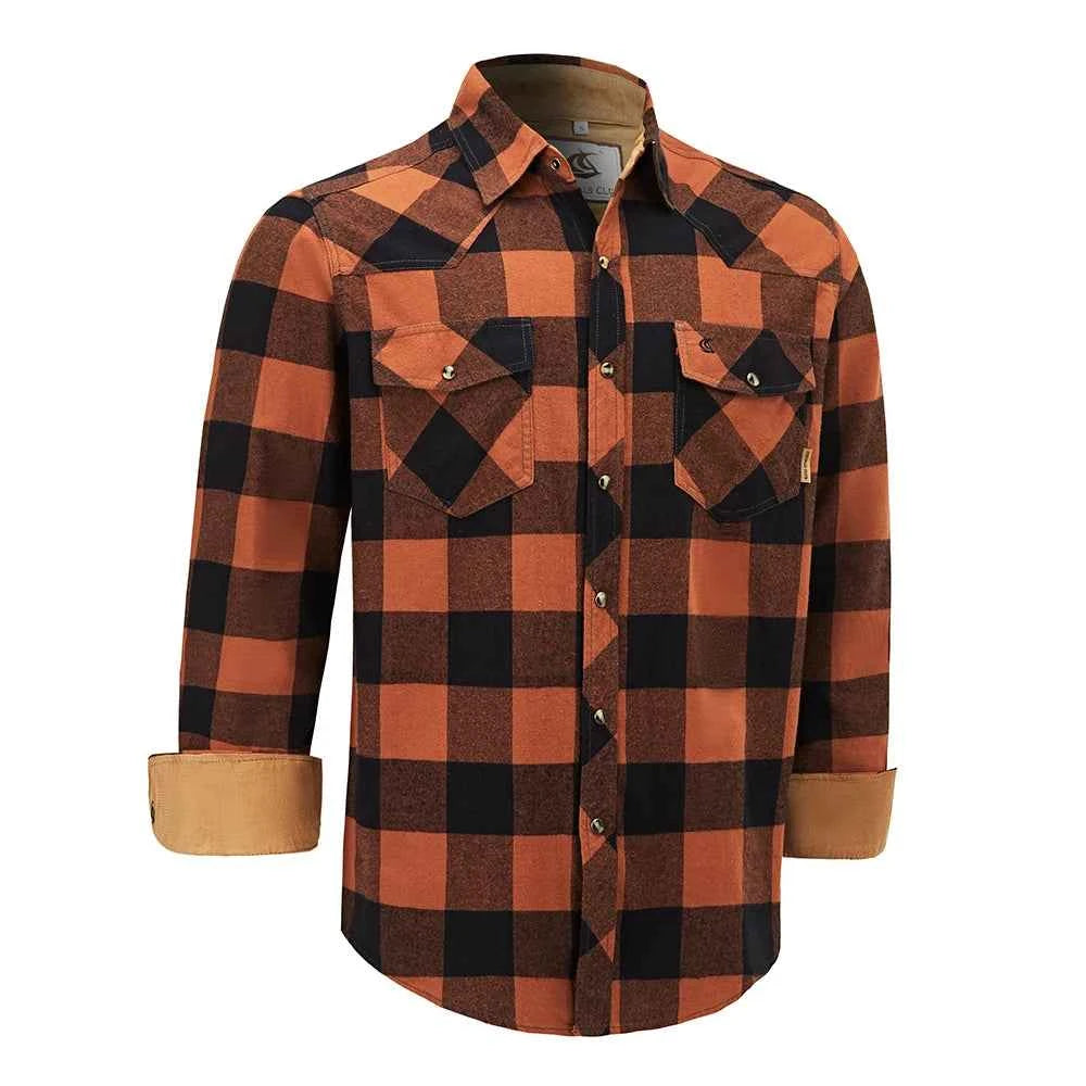 Mens Flannel Pearl Snap Plaid Button up Casual Western Cowboy Long Sleeve Shirts