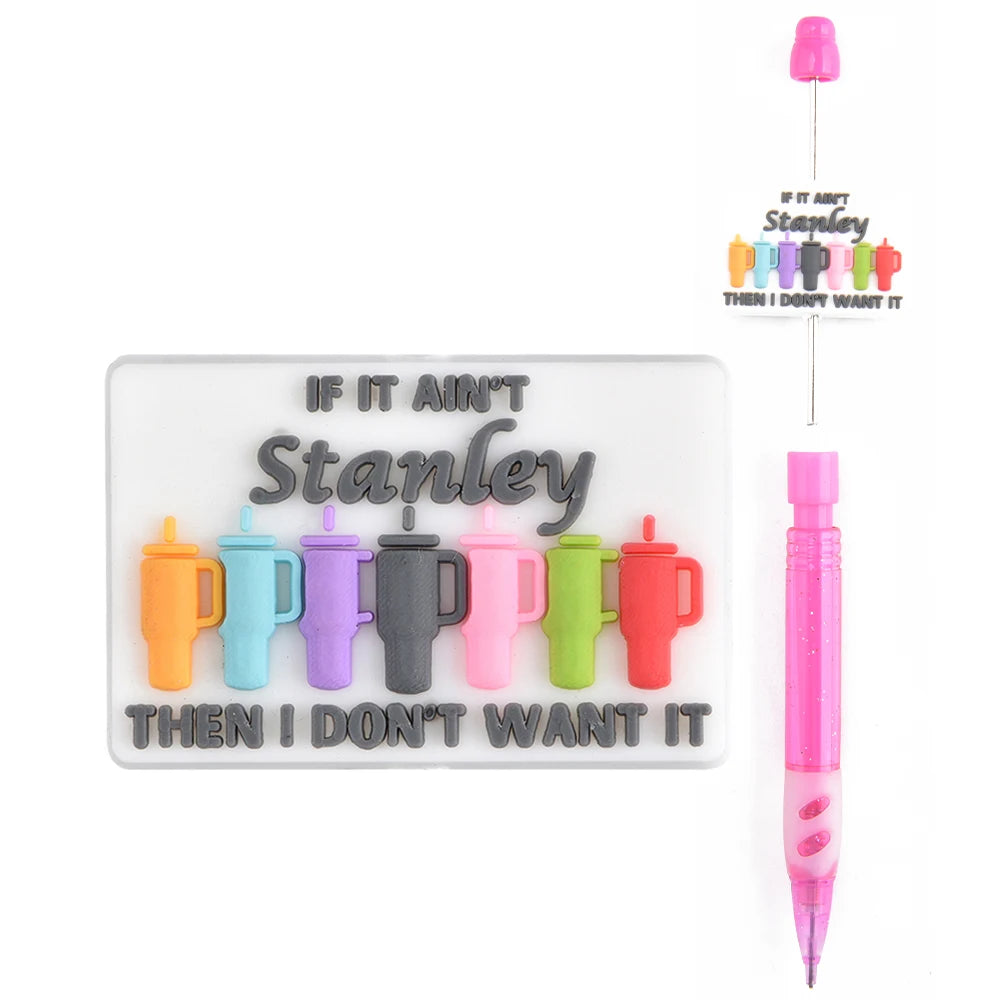 DIY Pink Ribbons PVC Beads Baby Teething Puzzle Silicone Focal Beads for Pen Making Christmas Gift Idea