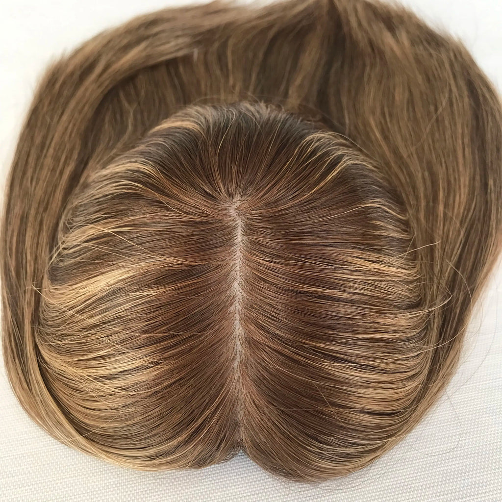 Kosher Certifications Factory Discounted Natrual Color European Raw Human Hair with Silk Jewish Topper Kippa Fall