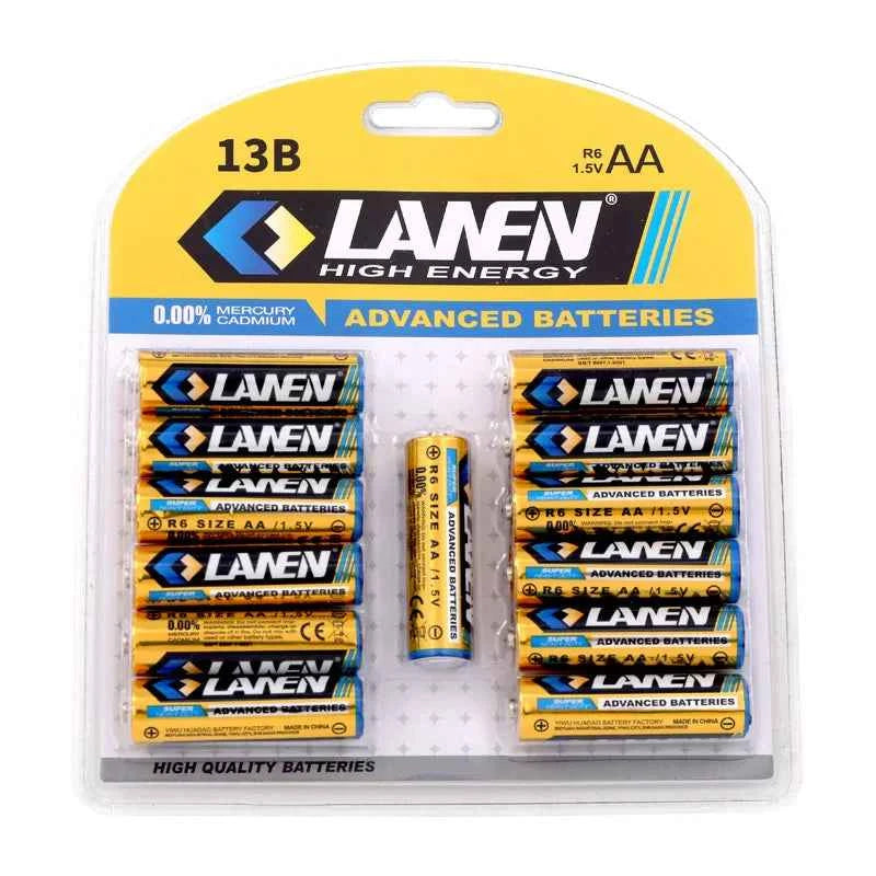 13PCS Card Pack AA R6 Size Carbon Zinc Batteries - Bulk Wholesale with Long Shelf Life/OEM Service
