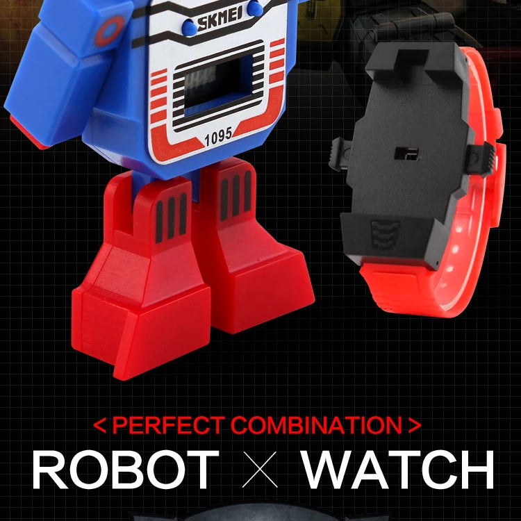 SKMEI Kids Watches LED Digital Children Cartoon Sports Watches Robot Transformation Toys Boys Wristwatches montre enfant 1095