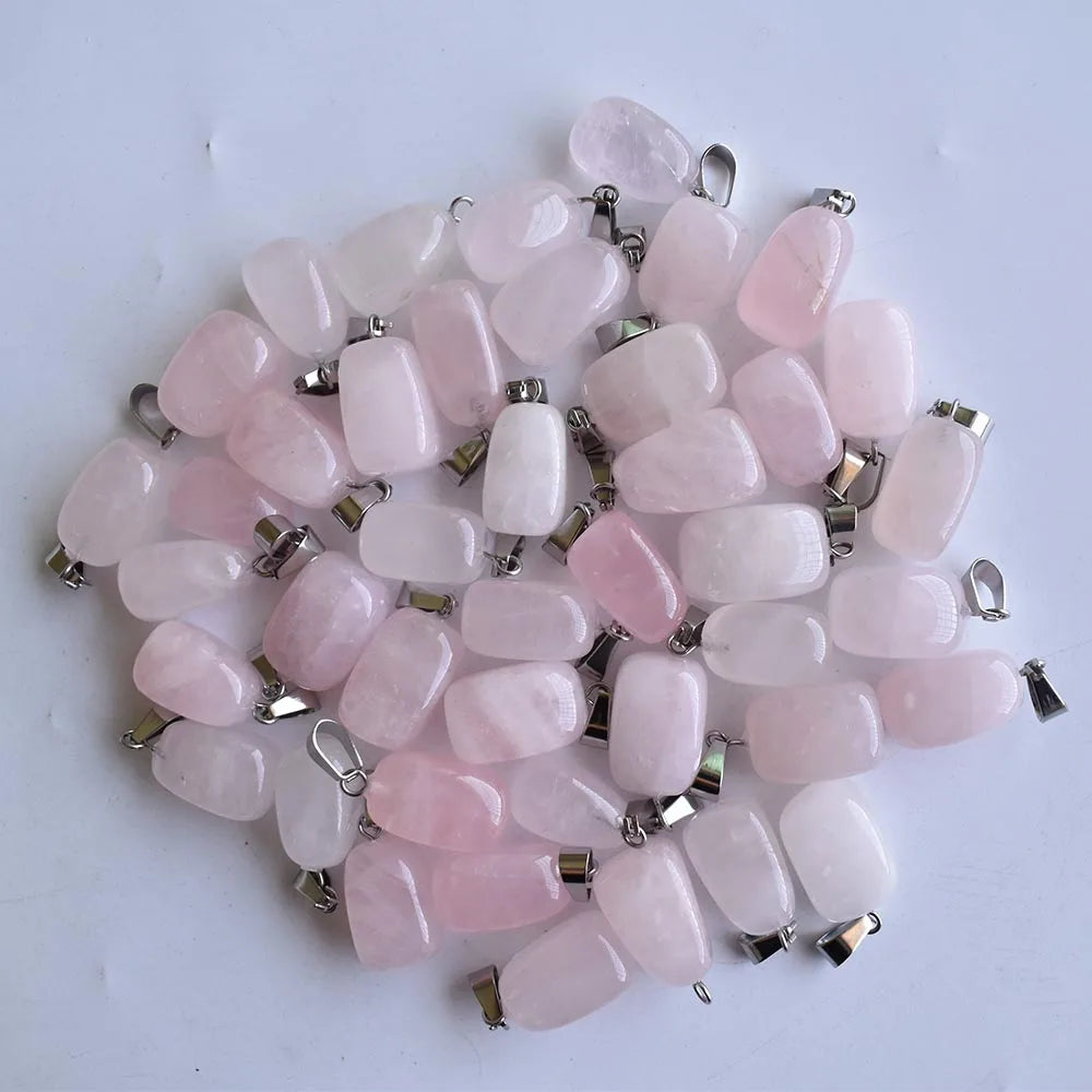 Free shipping hot-selling Good Quality  natural pink quartz  Irregular charm pendants 50pcs/lot wholesale free shipping