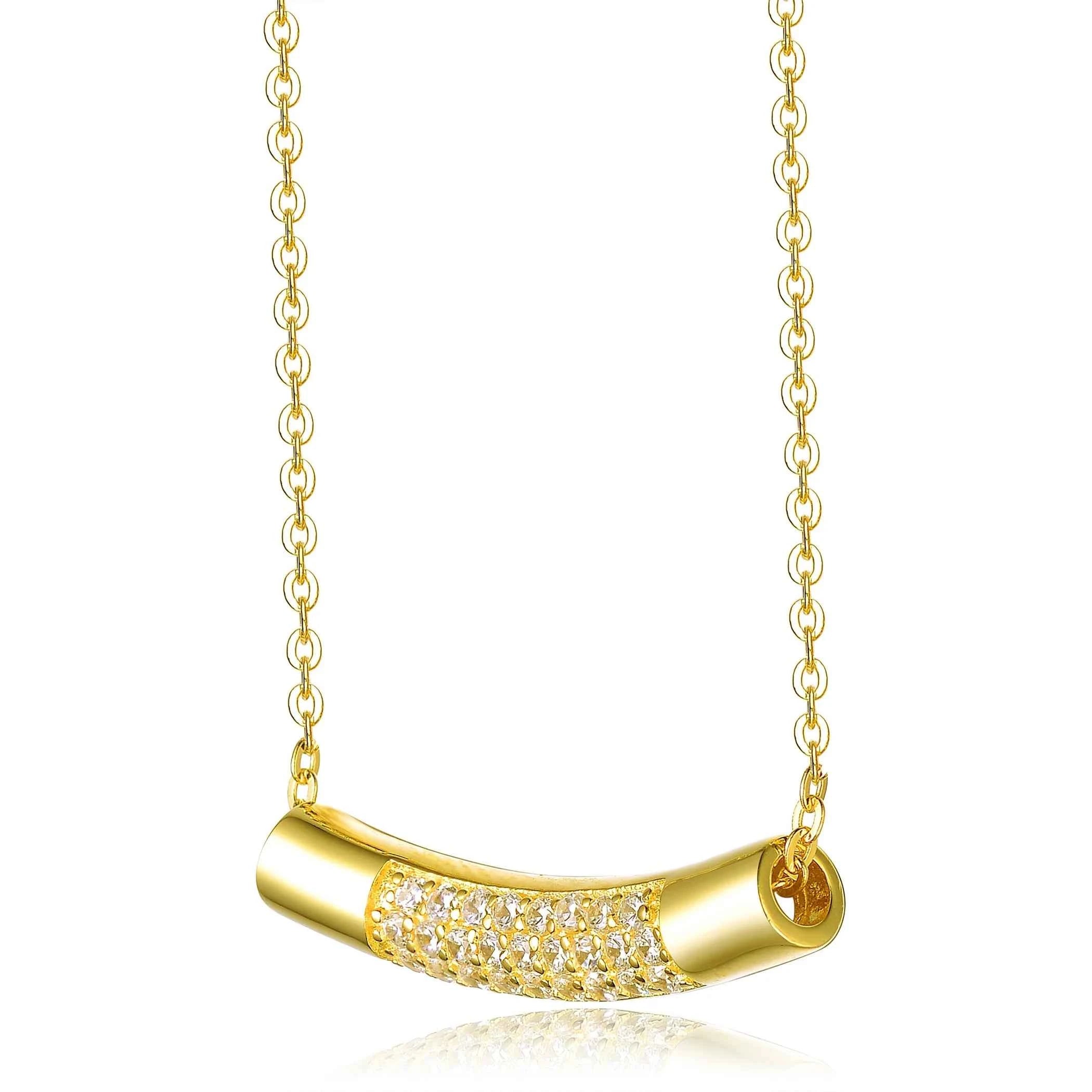 TD Collette Z Gold Overlay Cubic Zirconia Curve Line Fashion Pendant Necklace