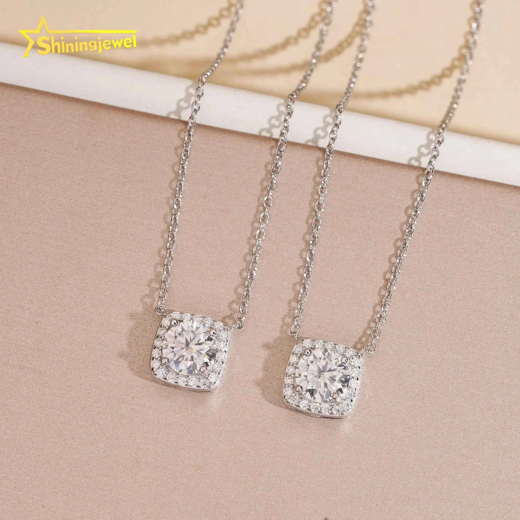 No Tarrifs USA Warehouse Ready to Ship Fine Jewelry Pass Diamond Tester 925 Silver 1CT Moissanite Pendant Women Necklace