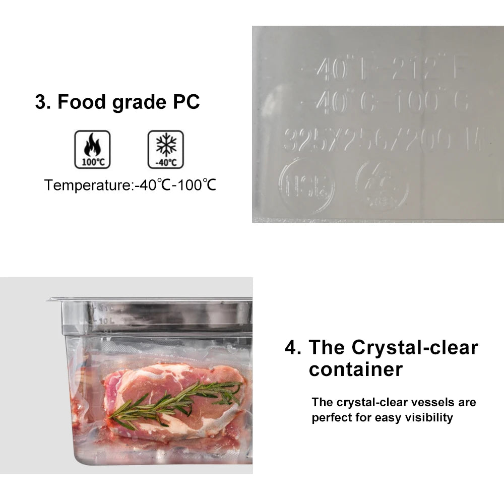 Stainless Steel Sous Vide Rack and 11L Sous Vide Cooker Containers Detachable Dividers Separator for Immersion Circulators