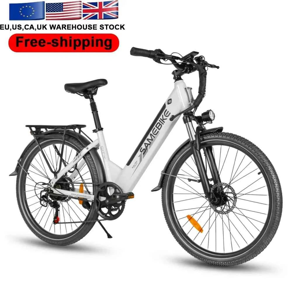 SAMEBIKE 26" High Carbon Steel Hybrid Electric Bike with Middle Display Disc Brake & 36V Lithium-Ion Battery EU Warehouse Stock