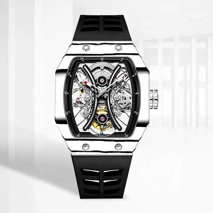 True Luxury Tourbillon square Watch Men's Sapphire Stainless Steel OEM Mechanical Automatic Waterproof Watch for Men