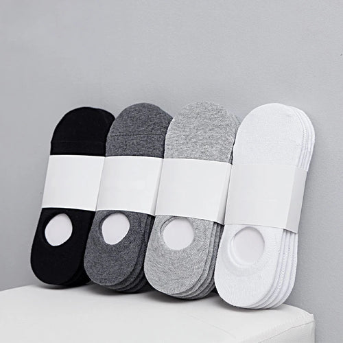5 paires/lot, chaussettes invisibles en coton pour homme, chaussettes de cheville, mocassins, Meia