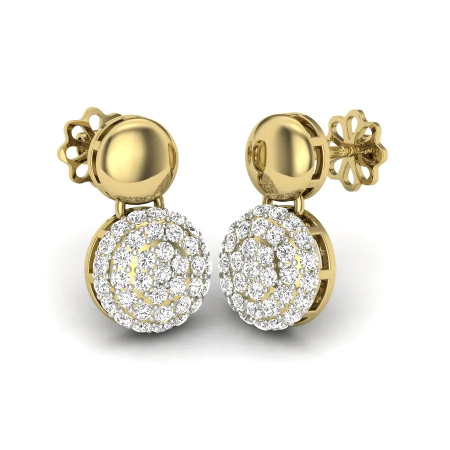 Latest Arrival Trendy Women's Diamond Earrings with Gold Metal Round Shape Perfect Gift for Sale