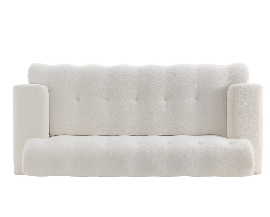 Cloud 3 Seater Chenille Sofa Set Button Tufted Comfy Upholstery Convertible Modular Sectional Sofa for Apartment Villa Snow