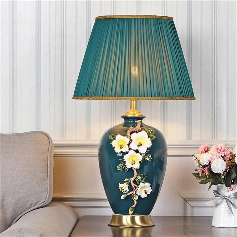 Modern Table Lamps Enamel Ceramic Desk Lighting LED for Home Creative Hotel Bedroom Decoration
