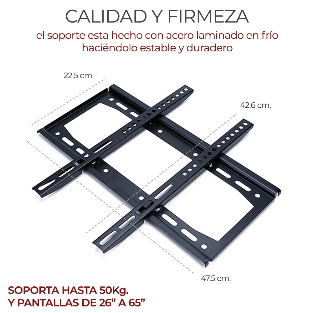 ELEGATE Steel TV Monitor Stand with Fixed Mount Vesa 400X400 for 26-65" TVs CE Certified Model B748 Made in Mexico