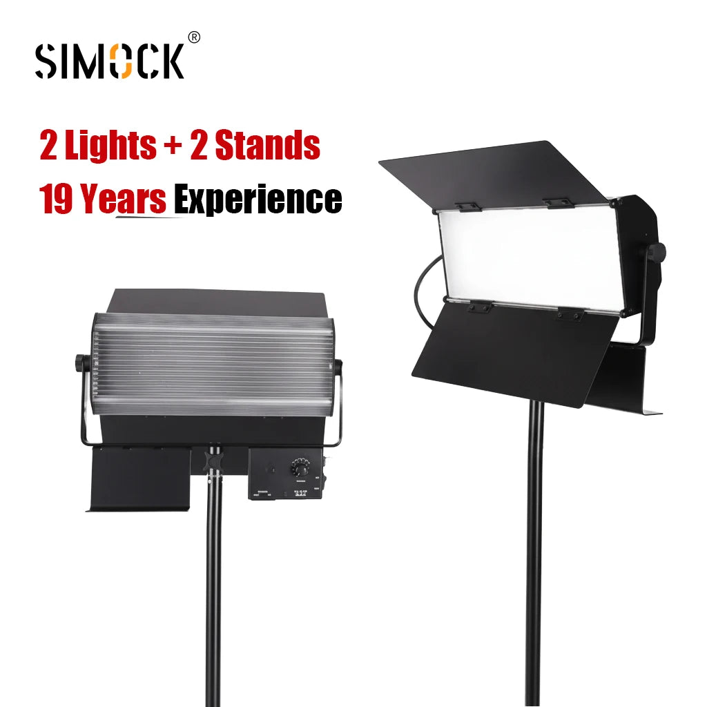Simock 120W Two Lights with Two Stands Dimmable TV Studio Led Lighting Panel Video for Youtube Tiktok Instagram Photography