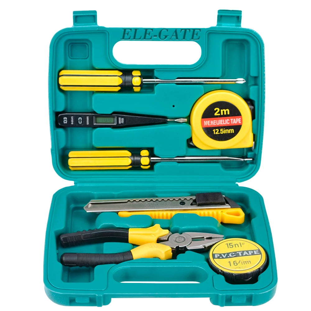 Elegate 7-Piece Tool Box Set HERM.18 for Home Maintenance, Plastic Storage Case with Latch Closure, 402520 cm, Ideal for Worksho