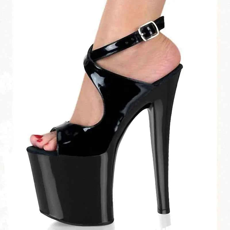 Peep Toe Transparent Platform 20 cm ultra High Stripper Heels Club 8 Inch Sexy Fetish Pole Dance Fashion High Heels Sandals