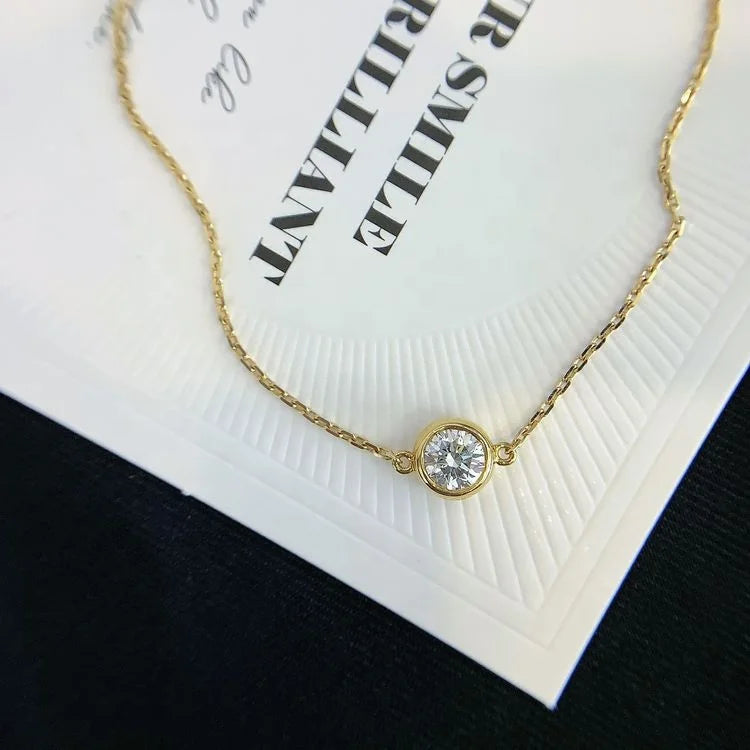 RUYI Stylish Minimalist Design 0.5ct 18K One-Piece Single Diamond Bracelet Heart Number Shape Cute Pearl Embellishment Girls