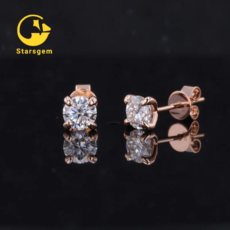 Starsgem 14k Gold Moissanite Earrings Stud 8mm 7mm 6mm 5mm Man Made Diamond Trendy Stud Earrings.