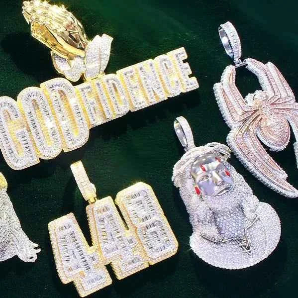 18K Gold Plated Micro Pave Cubic Zirconia CZ Plug Shape Pendant Hip Hop Style Yellow Gold Necklace for Engagement Wedding Party