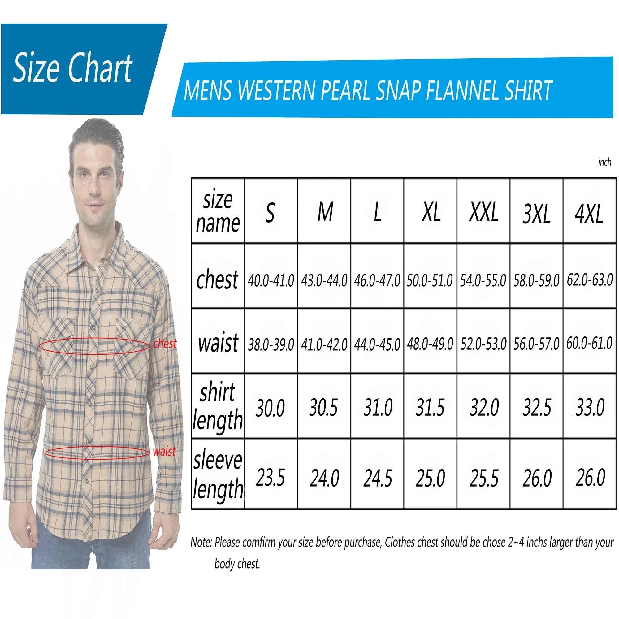 Mens Flannel Pearl Snap Plaid Button up Casual Western Cowboy Long Sleeve Shirts
