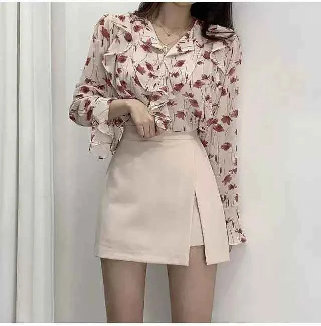 Mini Skirts Women Irregular Solid Side-slit Stretchy Korean Style Trendy Chic OL High Waist Female Bottom Popular Spring Autumn