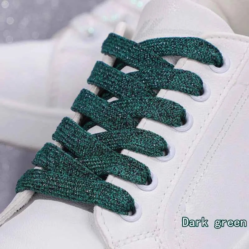 NEW Fashion Glitter Shoelaces Colorful Flat Shoe laces for Athletic Running Sneakers Shoes Boot 1CM Width Shoelace Strings 1Pair