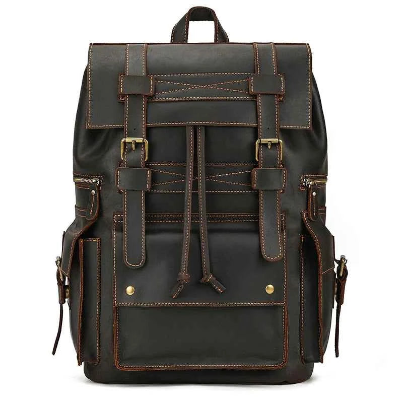 2025 New Arrivals Leather Backpack For Men Male Genuine Leather Laptop Travel Backpack 17 Inch Daypack Shoold Bag Men Male Large