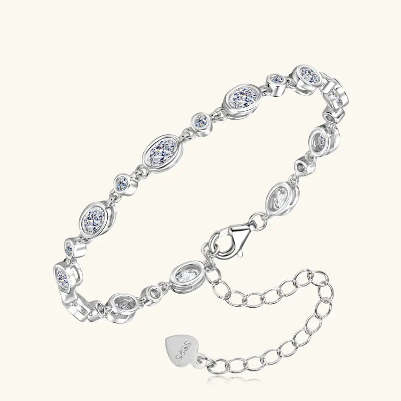 Free Shipping Fashion Elegant Personalized 925 Silver Round 2mm&3x5mm Moissanite Bracelet Tennis Pave Bracelet for Women Gift