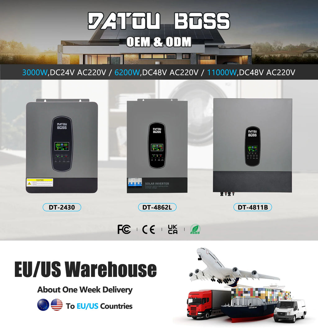 EU US Stock Overseas Certification 48V 24V 6KW 3KW Single Phase Solar Inverter on Off Grid Hybrid Hybrid Solar Inverter