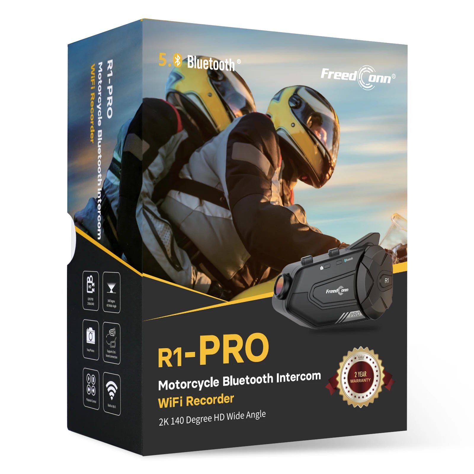 FreedConn R1 PRO for Helmet Camera Intercom 2k 1000M Motorcycle WiFi Rider-to-Rider Communication Noise Cancellation