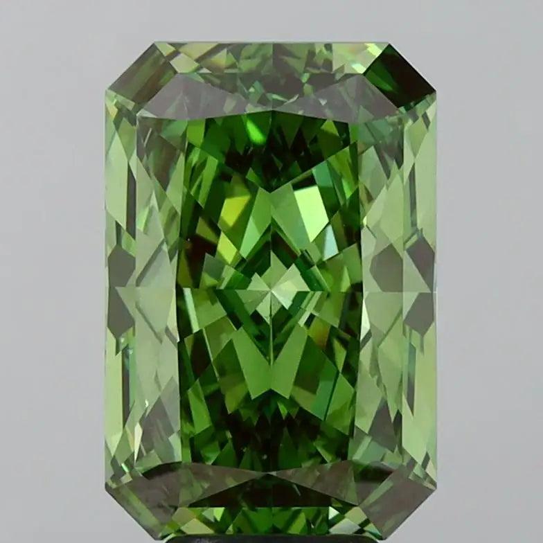 D Gleam Jewels 3.00 Ct Radiant Cut Fancy Vivid Green Synthetic Lab Grown Diamond VS+ Clarity EX Cut Symmetry 10/10 Hardness IGI