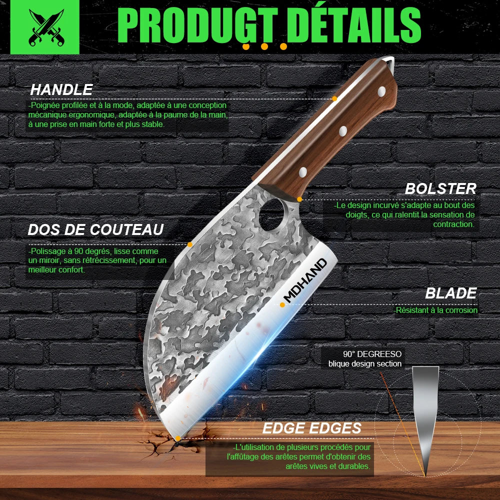 Manual Forging Slaughter Pig Cattle Sheep Boning Knife Stainless Steel Hunting Knife Wood Handle Butcher Knife