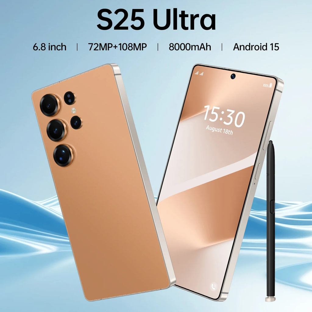 Hot Selling S25Ultra 16+1TB Qudad Core Android Phone with Face Recognition& HD Screen Cellphone Android 15 4g 5g Mobile Phones