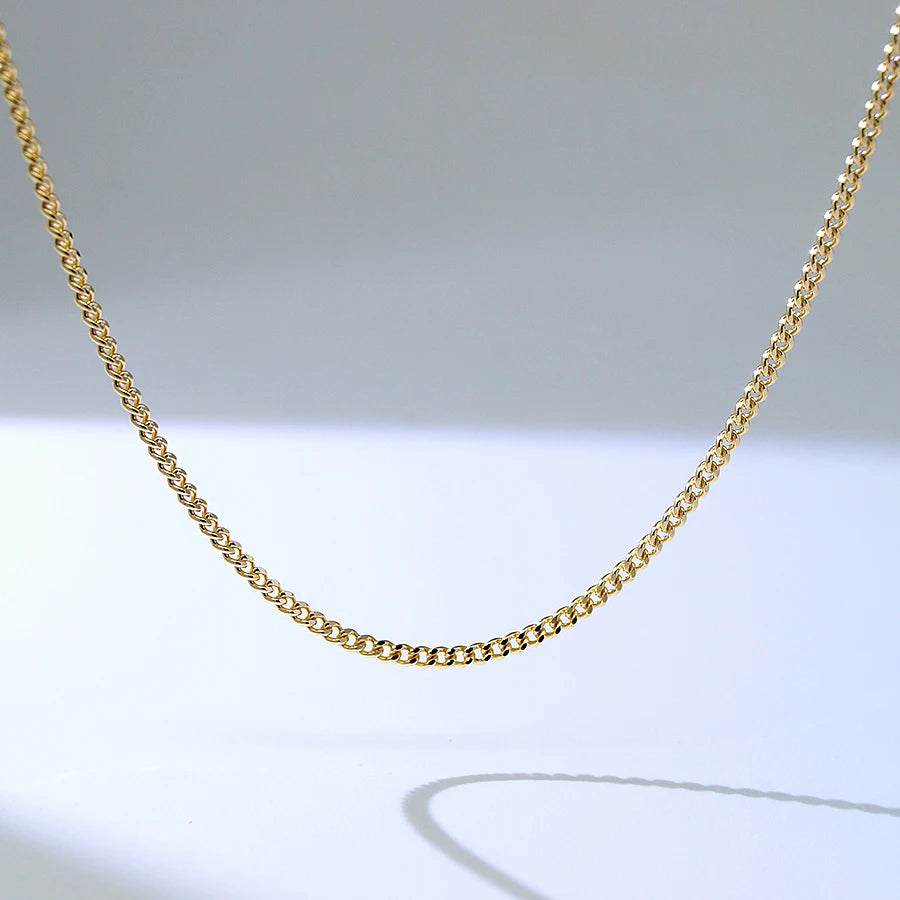 1.35mm Curb Miami Cuban Link Jewel Solid Wholesale Gold Jewelry Wholesale Delicate Gold Chain 14k Necklace