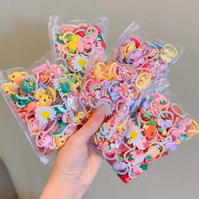 New 2024 Children Cute Candy Color Small Mini Thumb Hair Ties Set Lovely Rubber Hair Bands Girls Hair Accessories for Kids