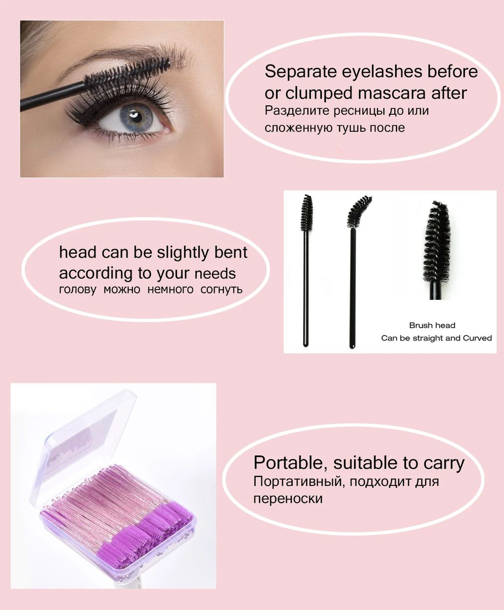 50/100/300/500pcs Eyebrow Eyelash Brushes Eyelash Spoolies Mascara Wands Applicator for Eyelash Extension Makeup Tool LAUKISS