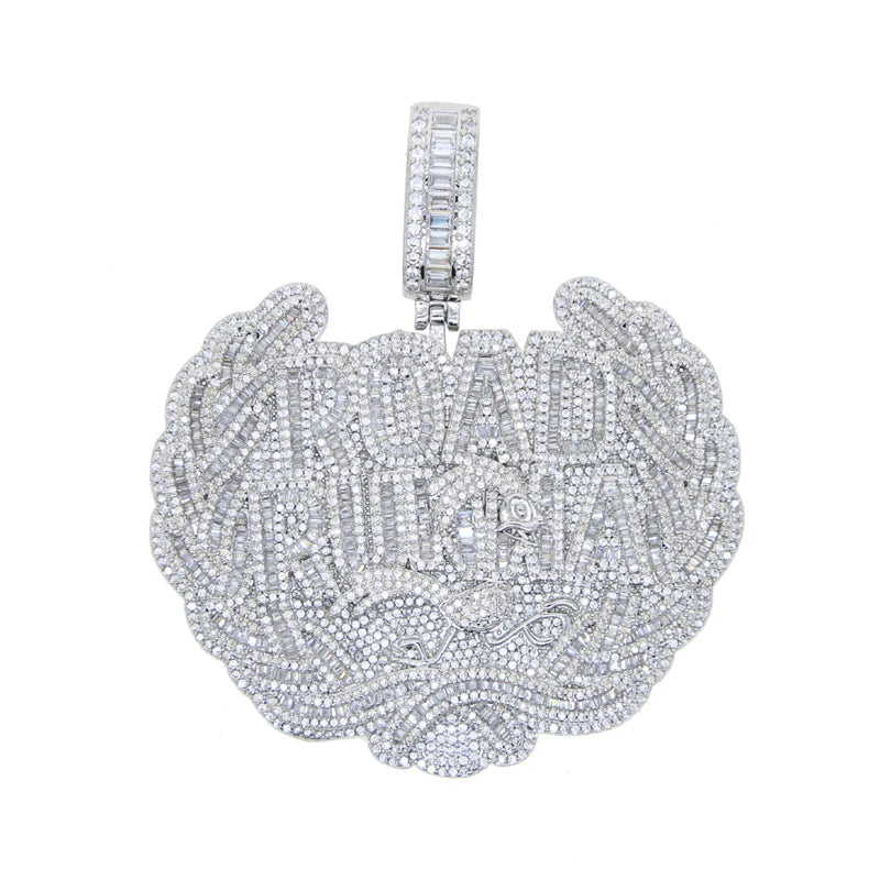 18K Gold Plated Micro Pave Cubic Zirconia CZ Plug Shape Pendant Hip Hop Style Yellow Gold Necklace for Engagement Wedding Party