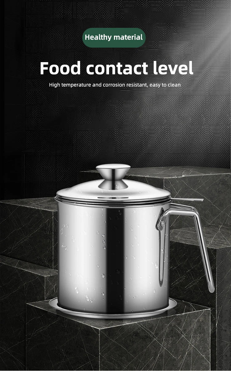 Stainless Steel Oil Strainer Pot Container Jug Storage Can With Filter Cooking Oil Pot For Kitchen Household Tools