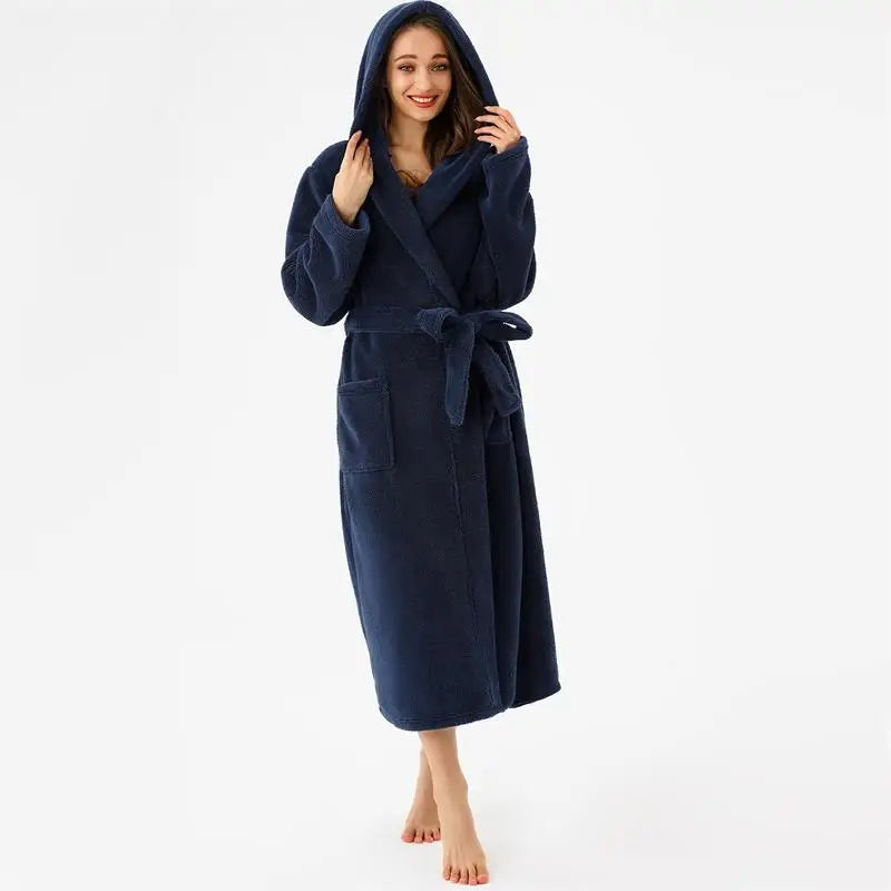Free Shipping Women s Sleepwear Robe Longue Embroidery Robe Bulk Robes Heavy Thin Fleece Pajamas