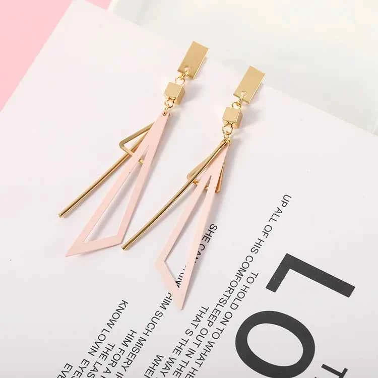 Korean Long Statement Geometric Triangle Tassel Dangle Drop Earrings For Women Earrings Fashion Jewelry Oorbellen Brincos