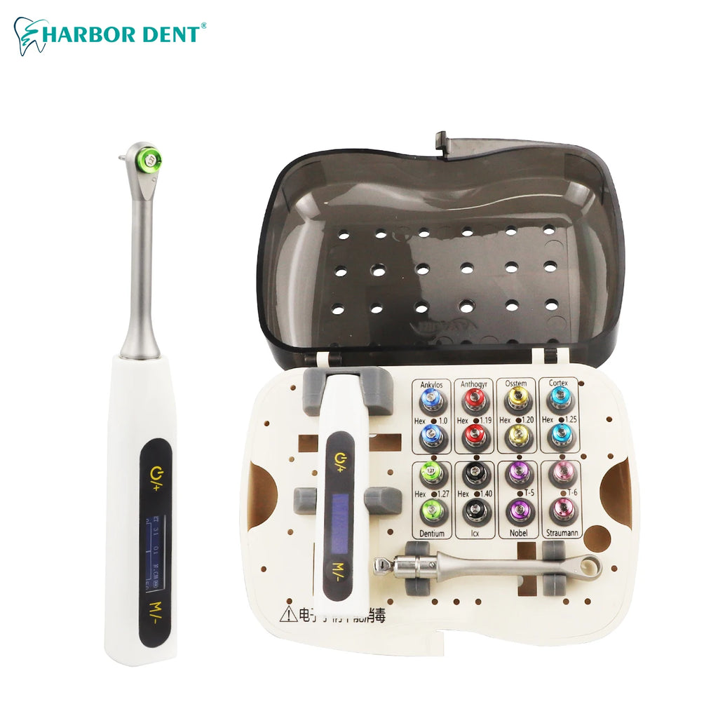 16-Pcs Dental Electric Torque Wrench Kit Universal Surgery Implant Tools with Manual Power Source Screwdriver Instrument Set