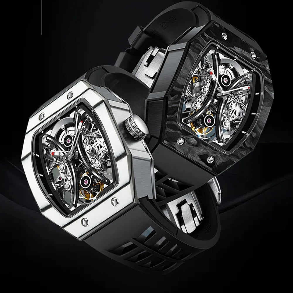 True Luxury Tourbillon square Watch Men's Sapphire Stainless Steel OEM Mechanical Automatic Waterproof Watch for Men