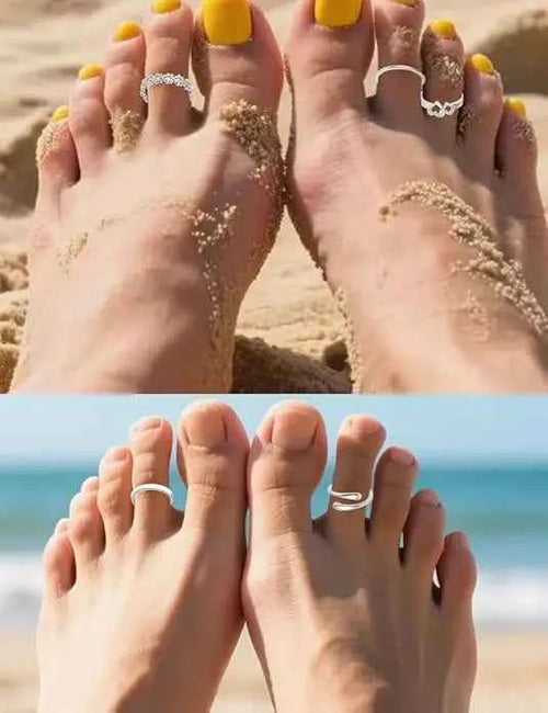 12Pcs Toe Rings Minimalist Thin Wire Cubic Zirconia Summer Beach Toe Rings Open Adjustable Foot Jewelry for Women Silver Tone
