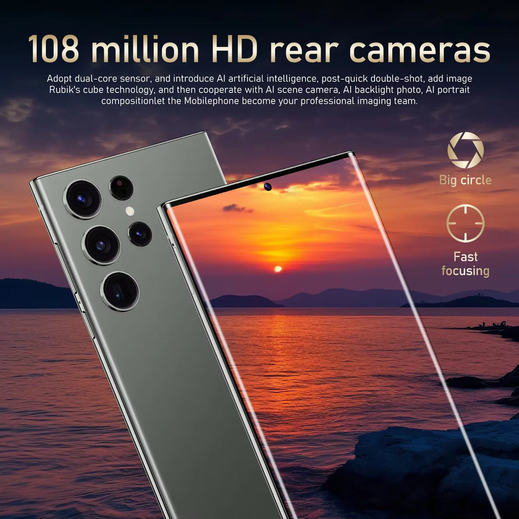 S23 Ultra Original 7.3 Inch Full Screen Deca Core 16GB+1TB Android 13 5G LTE Unlocked Smartphone 108MP Rear Camera New