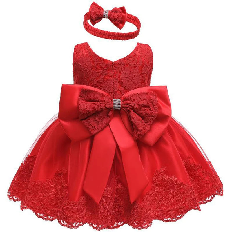 Newborn Baby Girls White Princess Christmas Dress Kids Dresses For Girls Baptism 1st Birthday Wedding Bridesmaid Infant Vestidos