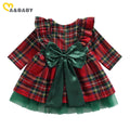Ma&Baby 6M-6Y 2024 Christmas Red Dress For Girls Toddler Kid Child Plaid Bow Dresses For Girl Xmas Party Princess Costumes