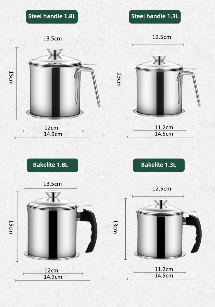 Stainless Steel Oil Strainer Pot Container Jug Storage Can With Filter Cooking Oil Pot For Kitchen Household Tools