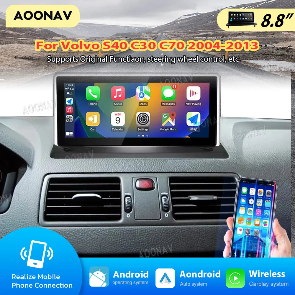 8.8" Car Radio for Volvo S40 C30 C70 2004-2013 Android 13 Touch Screen Stereo Multimedia Video Player GPS Navigation Head Unit